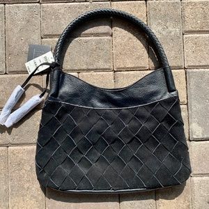 INC Black Leather Suede Hobo Bag Ellaah NWT